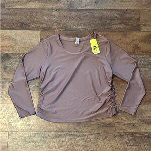 All In Motion Long Sleeve Ruched Side Women's Top - Taupe NWT